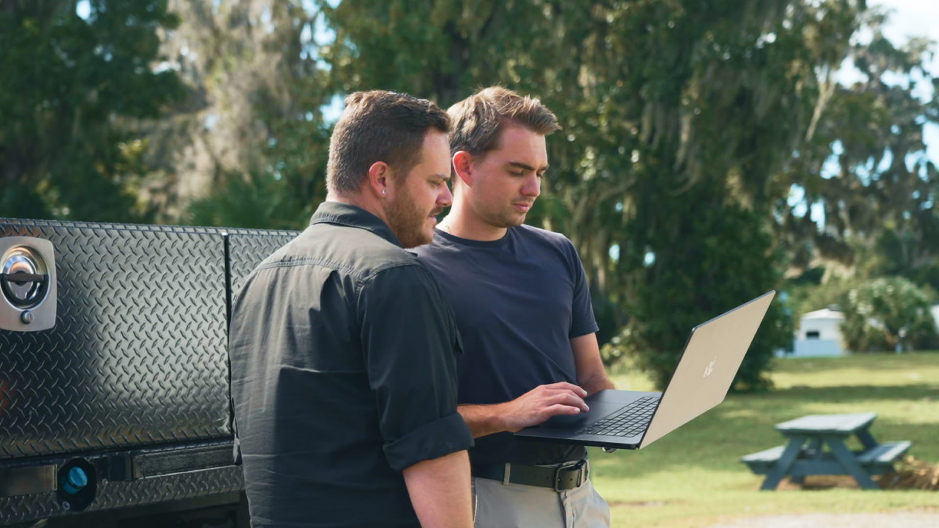 Tristan and another Electrical Works employee analysing gmi data